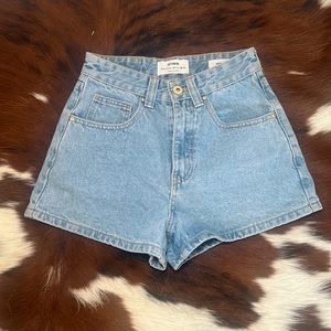 Blue denim 90s style jean shorts